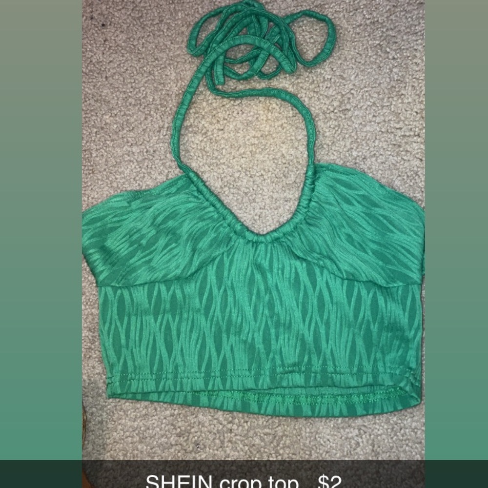 SHEIN Vibrant Green Halter Crop Top
